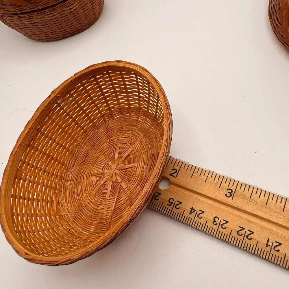 Bamboo Duck Basket Set of 2 Chekiang Chenghsien Woven Mid Century Boho Quirky